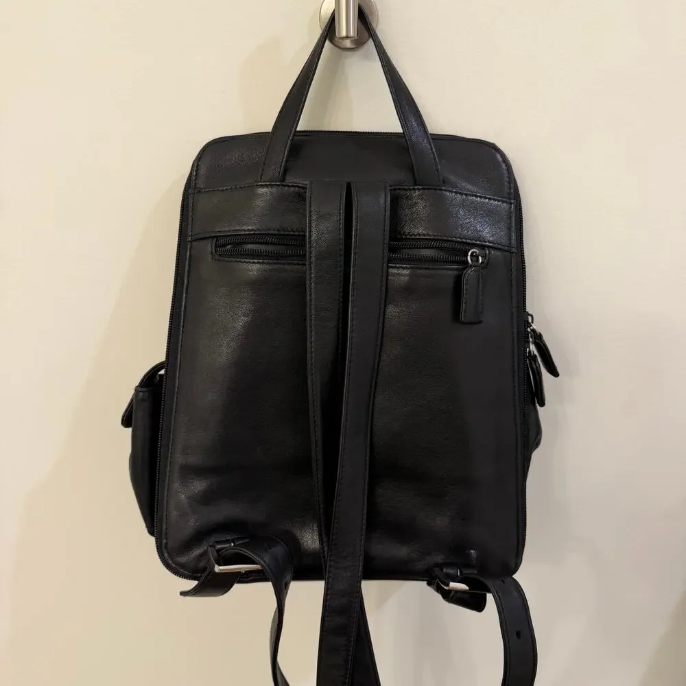 Vintage Tignanello Black Leather Backpack Purse